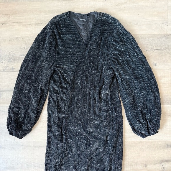 Retrofete black sequin duster jacket / midi wrap dress - Small - Picture 5 of 8